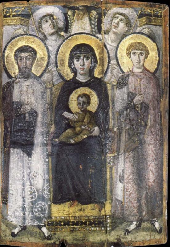 unknow artist St. George and St. Theodore between the Virgin Mary and baby